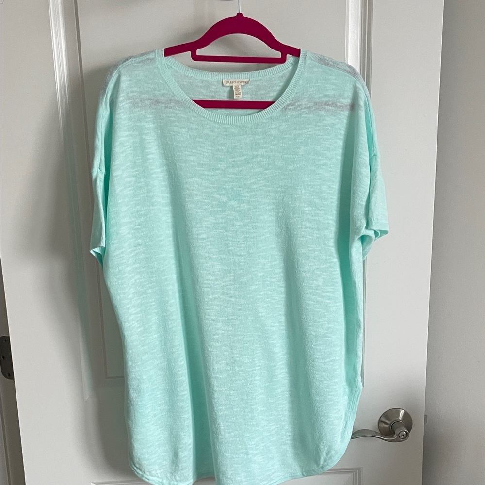 Eileen Fisher women's Mint Green Organic linen/cotton pullover Knit Tunic